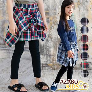 [아자브키즈] 셔츠 타이 치랭스 여아주니어 치마레깅스 스커트