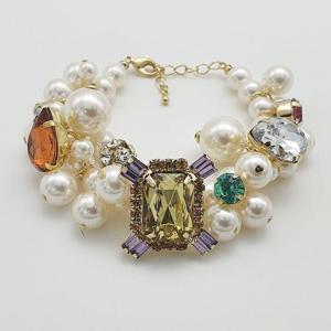 [탈마이야기] 사각 크리스탈 펜단트 진주팔찌