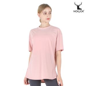 녹족 요가복 필라테스복 아이비 루즈핏 반팔티 피치핑크