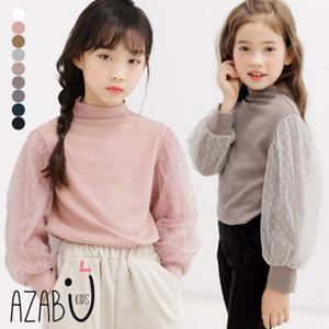 [아자브키즈] 아띠랑스 레이스 소매 티 아동 여아 긴팔 블라우스