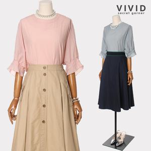 [VIVID] 로맨틱 프릴소매 라운드넥 블라우스