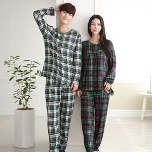 남녀 소프트 피치 기모 커플잠옷 수면 파자마 세트