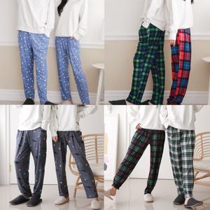여성 피치기모 팬츠 잠옷 체크 파자마 일자바지 홈웨어 겨울 잠