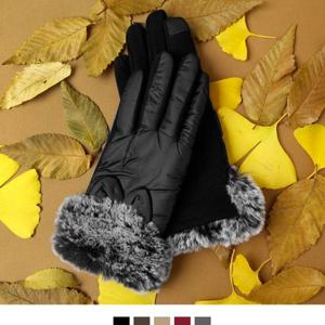 [걸스나인]패딩 리본 스타일 털 여자 장갑