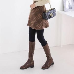 [신꼬가] 발 편한 여성 스판 지퍼 브라운 롱부츠