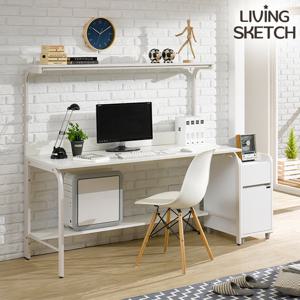 [리빙스케치] 국내제작 듀크 1500 WW 선반형 철제 책상[착불]컴퓨터 학생용 책상 다용도테이블