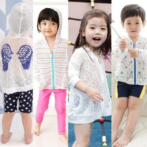 [베베샤]집업 번아웃 레이스 비치점퍼 후드집업 집업가디건 유아동 여아 남아