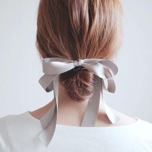 [리본크림]로코 세틴 2단 리본 포니테일 머리끈 3color