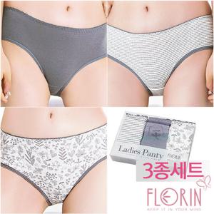 EX[플로린]면스판 데일리 미디 삼각팬티 3종세트 FWP612
