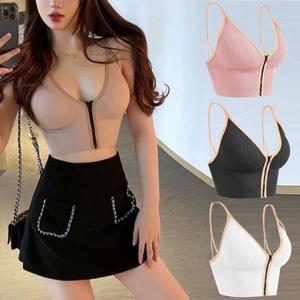 [시스터즈] 여성 앞지퍼 캡내장 패션 브라탑 3컬러