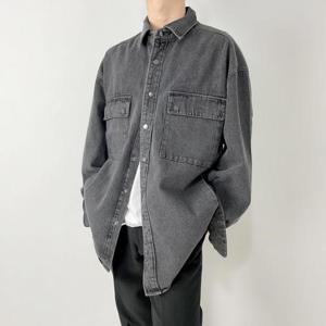 [582] 베이직 투 포켓 청 셔츠 자켓[흑청,진청/ONESIZE]