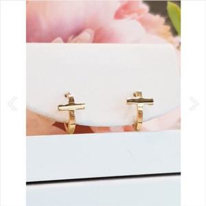 미니골드 14K 심플 크로스 원터치 귀걸이 ETRM4182