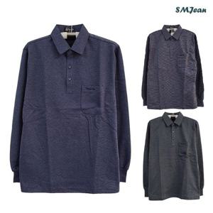[에스엠진]SMJ1252 긴팔 기모 티셔츠 중년 남성 카라티셔츠 겨울