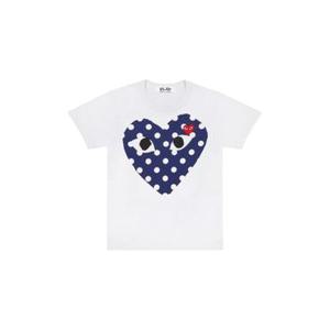 Play Comme des Garcons플레이 꼼데가르송 레드 하트 프린트 블루 하트 티셔츠 화이트 AX-T234-051-1