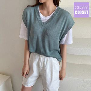 [한정/특가]루즈핏 브이넥 니트 베스트_O2205KV037B