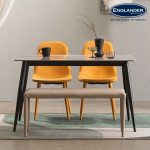 메사 트루디 통세라믹 4인용 식탁세트(벤치1+의자2) BK