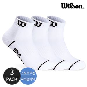 윌슨 남성 스포츠 쿠션 칼라 원라인 발목양말 3P_WH/BK