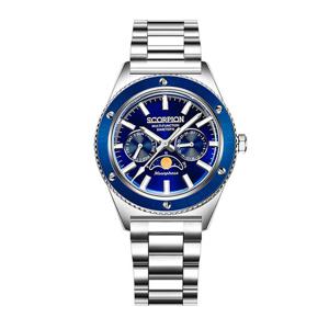 스콜피온 40mm 문페이즈 남성 메탈시계 SP3581M_BU 가죽밴드포함