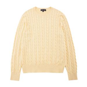 BB_수피마 코튼 케이블 크루 로고 스웨터 (옐로우) (BBWRMM0801GES)
