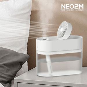 휴대용가습기 NEO2M 미니 무선 무드등 선풍기 가습기 HP930 화이