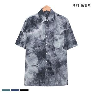 빌리버스 남자 반팔 면 일반핏 여름 셔츠 나염 남방 BRI041
