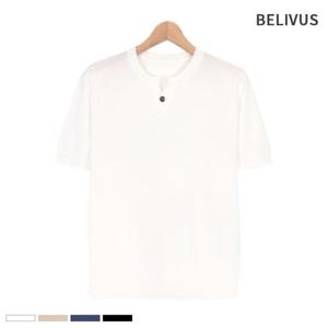 빌리버스 남자 반팔 헨리넥 버튼 니트 여름 티셔츠 BRE043