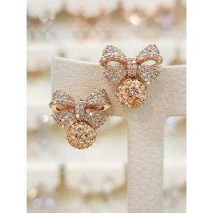 볼라레 세이브존03 볼라레 큐빅리본  피치미러볼  은침귀걸이 SAVSSS1519