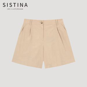 [SISTINA] 인기 원턱 백 밴딩 숏 팬츠_AWWSPO21040_BE