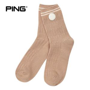 [PING] 여성 로고 와펜 라인 중목 양말