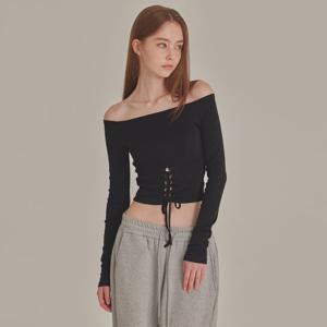 LACE UP CORSET OFF SHOULDER TOP_T426TP119(BK)