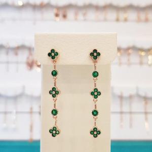 볼라레 세이브존01 화려한귀걸이 에메랄드 클로버 드롭 SPE510