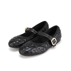 [바바라(슈즈)]양가죽 바바라 로고 퀼팅 메리제인 플랫 BBH546BK