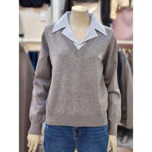 SOUP 세이브존07 스트라이프 셔츠형 자수니트 OAALKTE