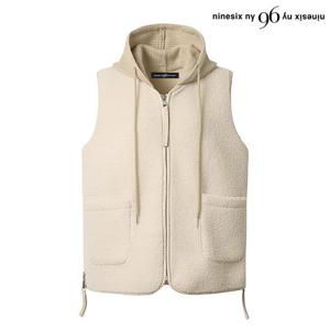 [나인식스뉴욕(영캐릭터)]양털 사이드 지퍼 후드 집업 베스트 (NO4VW008L0)