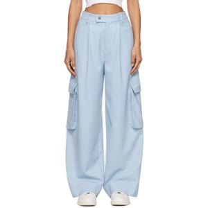 25 FW 아미리 여성 블루 플리츠 와이드 핏 슬랙스 242886F087000