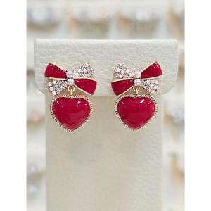 볼라레 세이브존03 볼라레 나비다 리본하트 드롭귀걸이(레드) AGSSS1647A