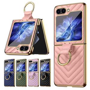 갤럭시Z플립5 제트지 액정보호 핑거링 도금 슬림 패턴가죽케이스