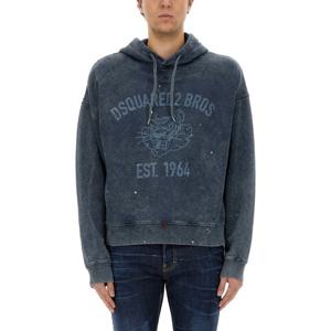 디스퀘어드2 캥거루 포켓 그래픽 풀오버 후드티셔츠 S74GU0848