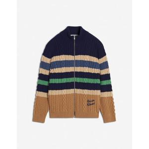 메종키츠네 스트라이프 케이블 집 집업 니트 NM00505KH00010034