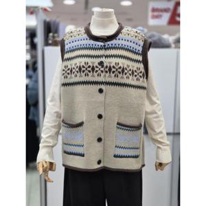 밀스튜디오 세이브존04 오버핏 패턴 앞단추니트조끼 R2IVS104