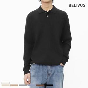 빌리버스 남성 카라 니트 골지 긴팔티 BRE038