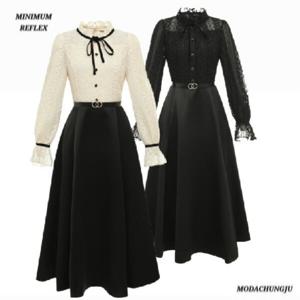 [미니멈]MD 레이스 리본 넥 플레어 원피스  MD MYDGWO0960 M_CJ