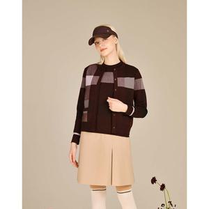 닥스 골프 여성 24FW ONLINE EXCLUSIVE 와인 체크 울혼방 가디건 DNSW4D902D3