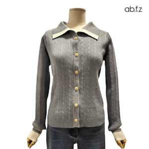 [에이비에프지]카라넥 꽈베기 짜임 긴팔 니트 가디건 APY4HY33J