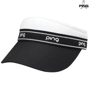 [핑골프][양말증정]여성 배색 로고 자수 썬바이저 121E1CP053_BK
