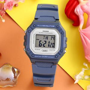 카시오 W-218HC-2A 스퀘어 파스텔 알람 학생 전자 남녀공용 우레