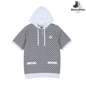 [블랙앤화이트] 여성 우븐후드 별자카드 반팔 스웨터 2705LZKC_WHITE