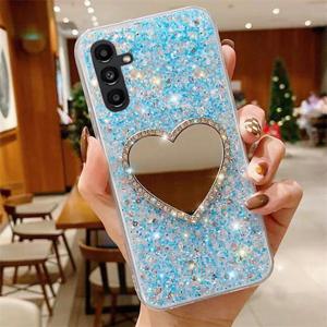갤럭시A26 5G 럭셔리 글리터 큐빅 하트 거울 미러 핸드폰 케이스
