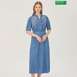 베네통 자수 데님 원피스 BAOP94431
