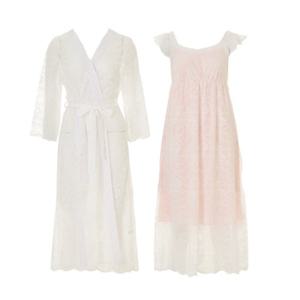 와코루 여성스러운 울오버 레이스 롱원피스+겉가운세트(WGN7300A/WGN7300B)